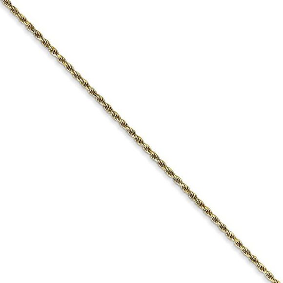 1.2mm 10k Yellow Gold Diamond Cut Solid Rope Chain...